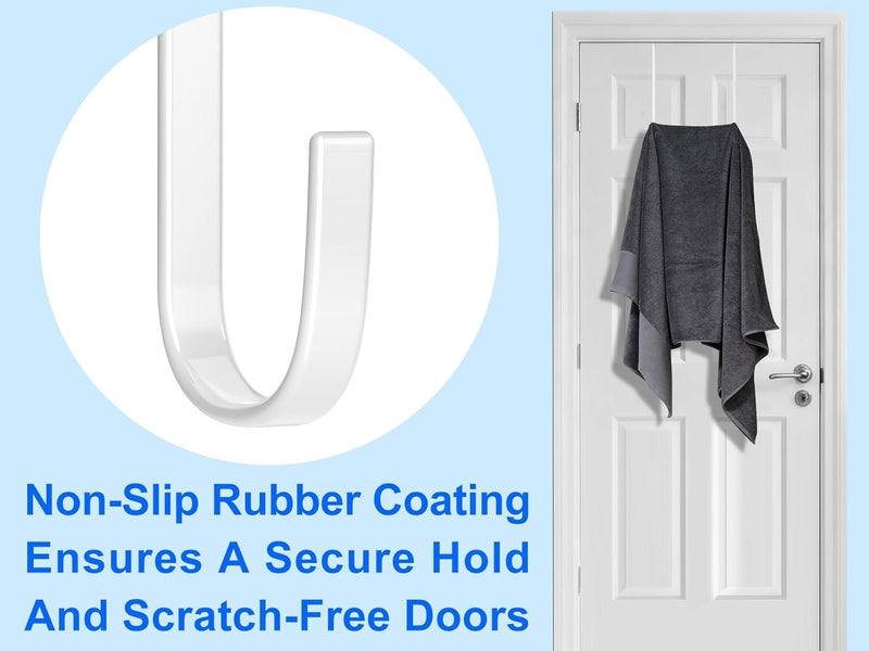 Mars-Rock Over The Door Metal Hooks with Plastic Coating 10" Fit 0.5" to 1 3/8" Door 4 Pcs Heavy Duty Single Towel Robe Rack Wreath Bathroom Shower Hanger Shoe Organizer Ironing Board Long White - Image 4